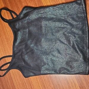 Carbon38 Sparkly Metallic Green Cropped Cami Bra Shelf Medium NWOT